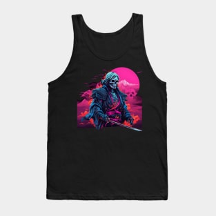 samurai skeleton vaporwave Tank Top